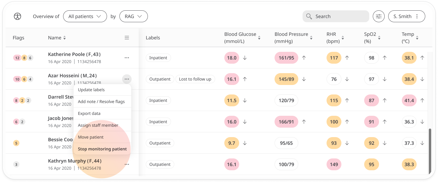 Stop monitoring menu