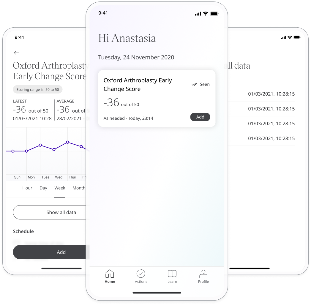 Oxford Arthroplasty Early Change Score in the Huma App