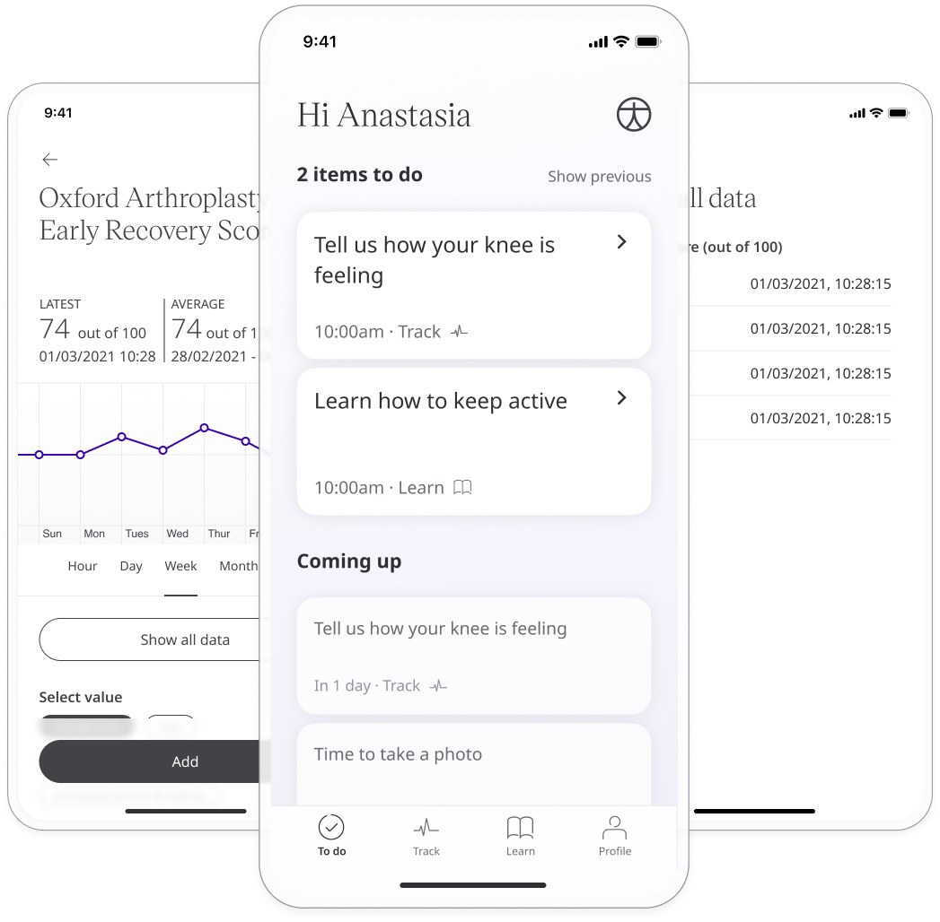 Oxford Arthroplasty Early Recovery Score in Huma App